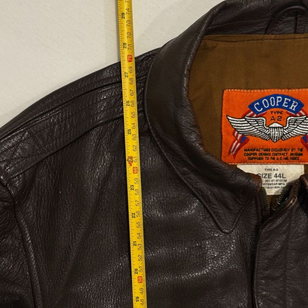 Vintage 90s Cooper Type A-2 Flight Jacket 44L Goatskin Leather Made USA Bomber - Picture 5 of 10